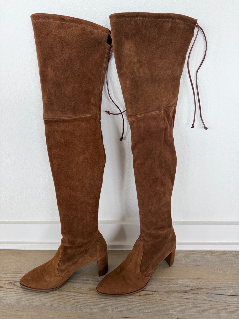 Stuart Weitzman Over the Knee Brown Suede Leather Boots - Picture 7 of 16
